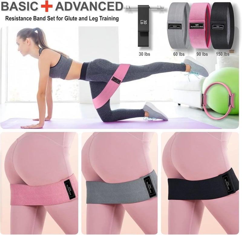 Nuplot Pilates Equipment 15" Pilates Ring Plus, Pilates Kit for Home Workouts, Pilates Essentials Kit for Women with Pilates Ring and Ball Set, Booty Bands, Figure 8 Resistance Band, Yoga Band - Image 4